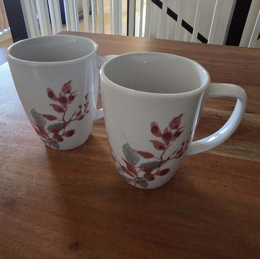 Corning Corelle Coordinates Kyoto Leaves Pattern Porcelain Mug Set Of 2